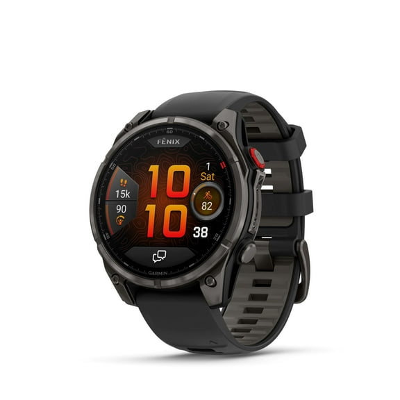 Garmin fēnix 8 Pro, 47mm, AMOLED Display, Premium Connected Multisport GPS Smartwatch, inReach® Technology, Sapphire, Carbon Gray DLC Titanium with Black/Pebble Gray Silicone Band