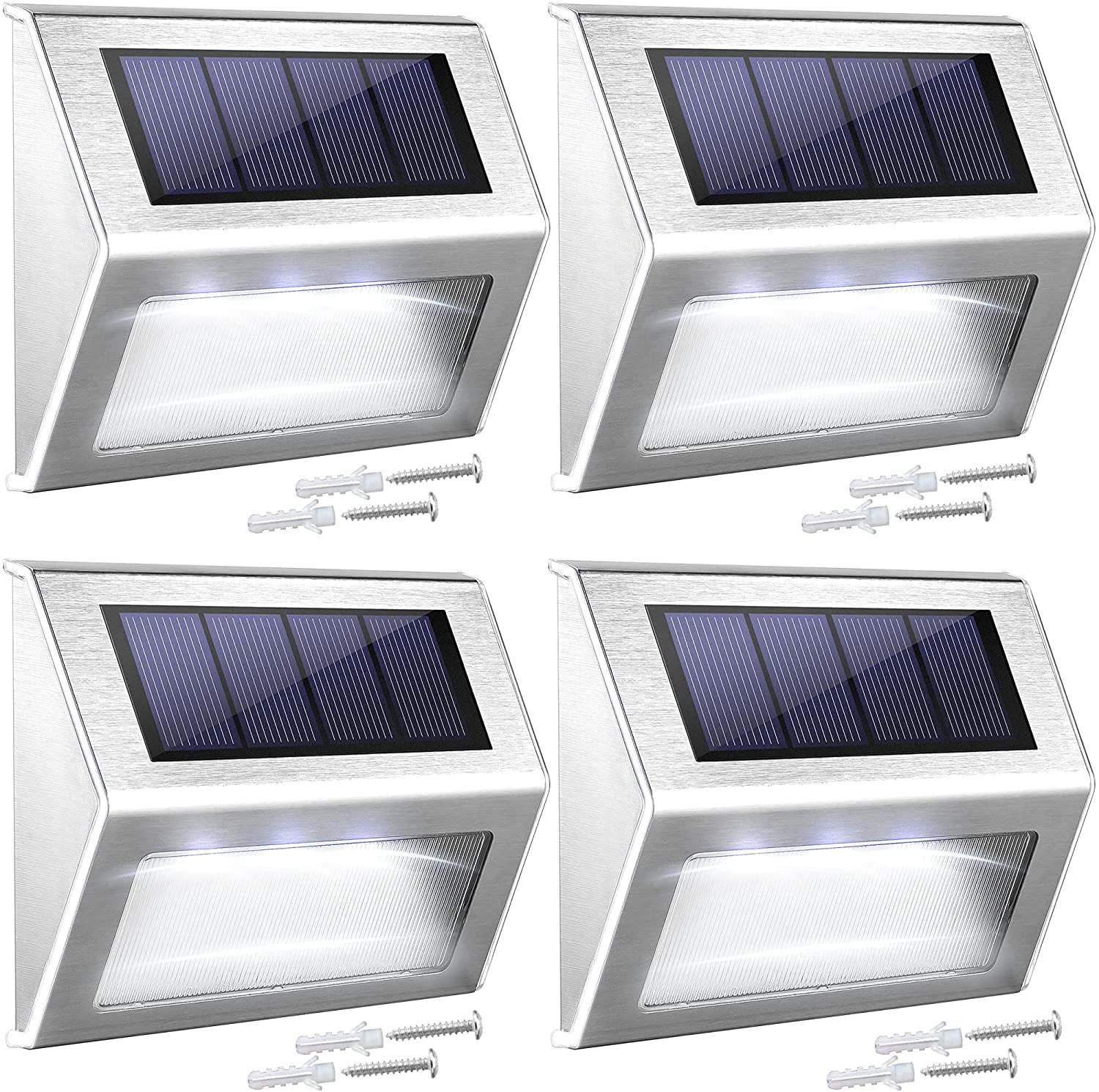Solar Step Lights with Larger Battery Capacity SAYTAY Stainless Steel