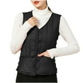 thumbnail image 3 of SELONE Womens Puffer Vest Thick Sleeveless Jacket Collarless Short Zip Up Coat Loose Fashionable Solid Outerwear with Pockets Winter Overcoat Outwear Coat Clothes for Women Black S, 3 of 7