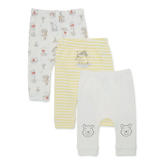 Disney Baby Wishes Dreams Winnie the Pooh Baby Boys and Girls Unisex Joggers, 3-Pack, Sizes 0-12 Months