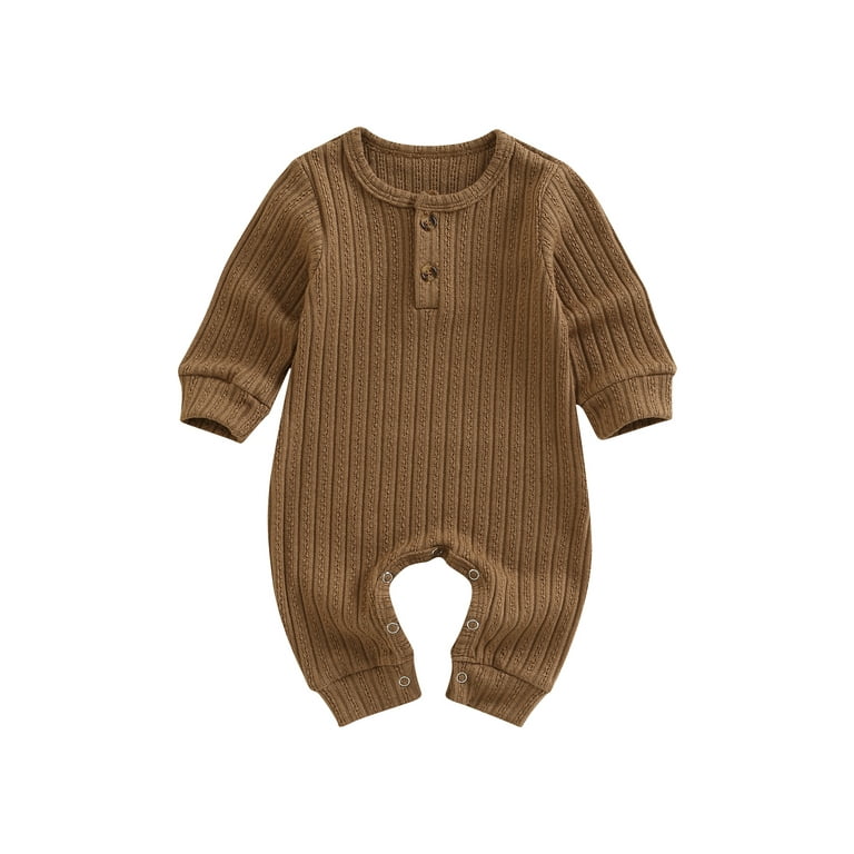 Unisex Newborn Baby Boy Girl Ribbed Romper 3M 6M 12M 18M Solid