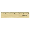 Flat Wood Ruler W/double Metal Edge, Standard, 12" Long, Clear Lacquer Finish | Bundle of 5 Each