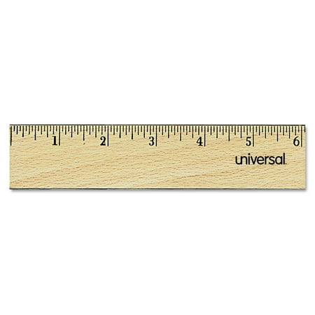 Flat Wood Ruler W/double Metal Edge, Standard, 12" Long, Clear Lacquer Finish | Bundle of 5 Each
