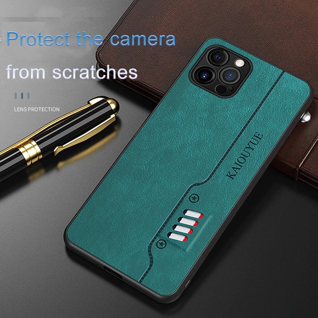 TONDAR Fashion Leather Texture Shockproof Case Ultra Light Back Cover for iPhone 13 Pro Max (Green)