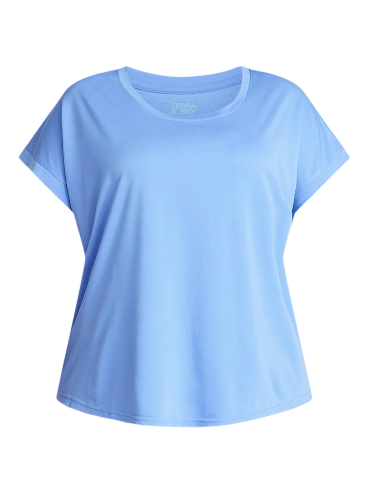 Terra & Sky Women’s Plus Scoop Neck Tunic Tee with Short Sleeves, Sizes 0X-5X