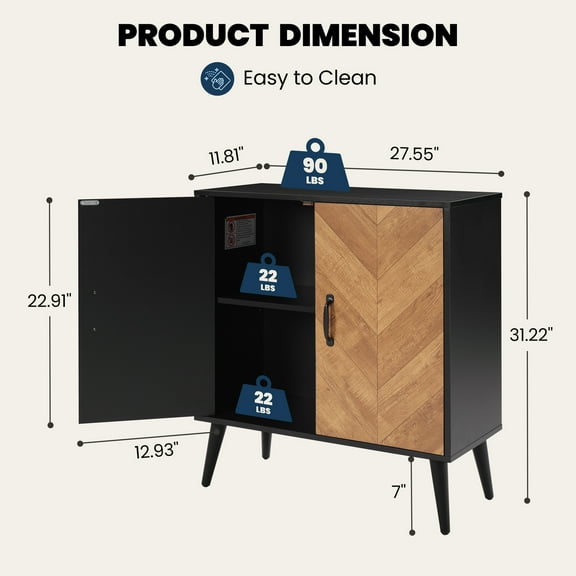 XiHuaZhaoChen Coffee Bar Cabinet, Kitchen Storage Cabinet, Modern Farmhouse Buffet Sideboard with Drawer and Adjustable Shelf, Barn Door Accent Cabinets for Kitchen, Dining Room, Entryway,Brown