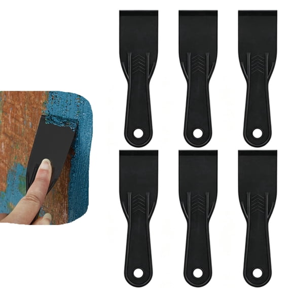 JOWNEEL 6pcs Plastic Putty Filler Knife, Black Filling Knives Flexible Putty Scraper Wall Scraper Accessory Spatula Tool for Repair Spackling Patching Plastering and Painting
