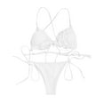 thumbnail image 2 of LoyisViDion Women'S Swimsuit Clearance Women'S Bikini Set Swimsuit Two Piece Filled Soild Swimwear Beachwear White L, 2 of 6
