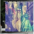 thumbnail image 3 of Ambesonne American Shower Curtain, New York Landmarks Flag, 69"Wx70"L, Blue Red White, 3 of 4