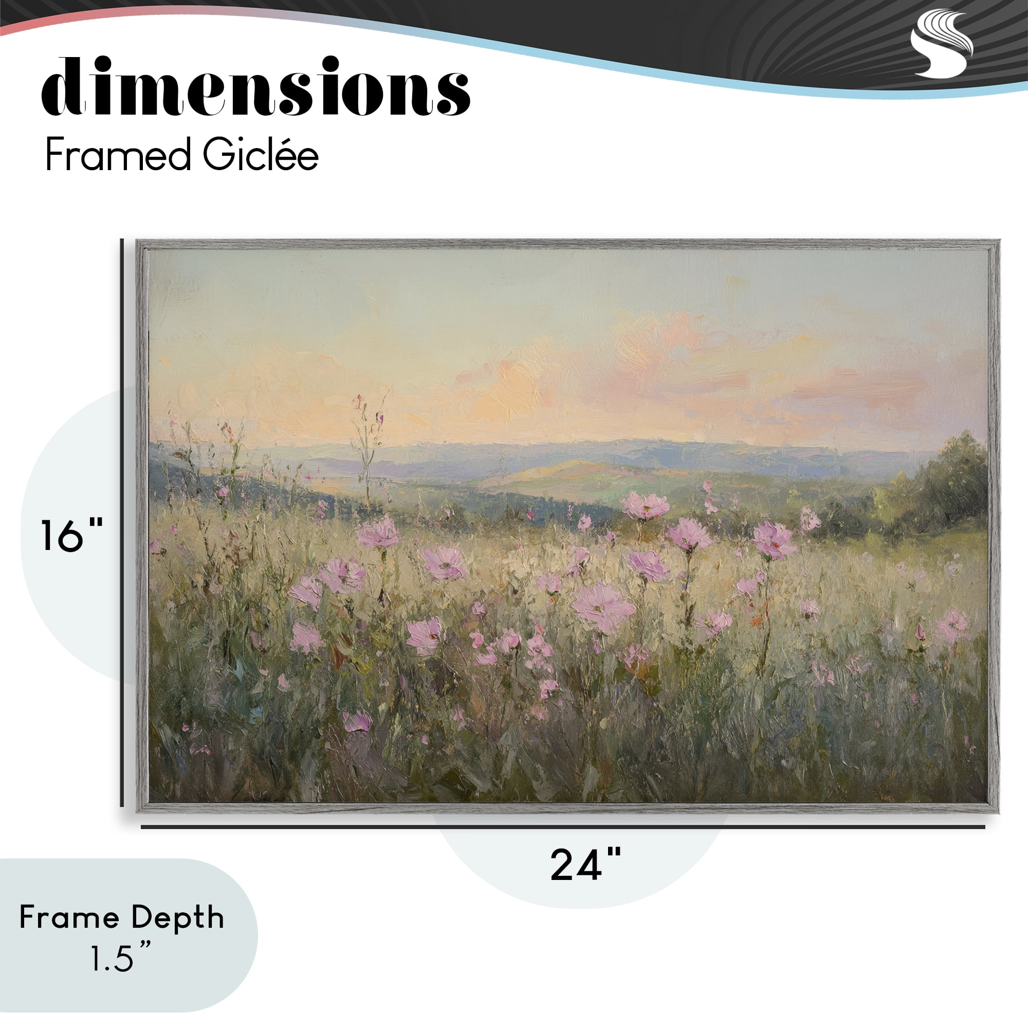 Stupell Industries Tranquil Meadow At Dawn Gray Framed Giclee Art, design by Petal Prints Design