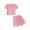 Pink., variant on Girl's 2 Piece School Set,Summer Short Sleeve T-Shirts and Shorts,1-13 Years Lapel Shirt Elastic Waist Shorts Outfit