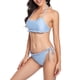 thumbnail image 3 of Tankini azul con braguita de tiras, traje de baño para mujer, conjunto de bikini con volantes y lazos laterales talla XL, 3 of 6
