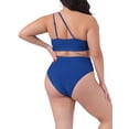 thumbnail image 4 of DARING DIVA Plus Size Women's Bikini Two Piece One Shoulder Swimsuit 2X Navy Blue, 4 of 5
