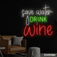 thumbnail image 2 of Craftnamesign Save Water Drink Wine Neon Sign, Bar Club Wine Shop Decor, 2 of 4