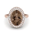 thumbnail image 2 of 6.5 Ctw Oval Smoky Quartz 925 Sterling Silver Rose Vermeil Cocktail Women Mother's Day Gift Ring, 2 of 3