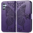 thumbnail image 2 of Wallet Case for Samsung Galaxy A16 5G,Women Flip Folio PU Leather Protective Case Wrist Strap Card Slots Holder Purse Emboss Butterfly Flower Stand Flip Case for Samsung Galaxy A16 5G,Purple, 2 of 6