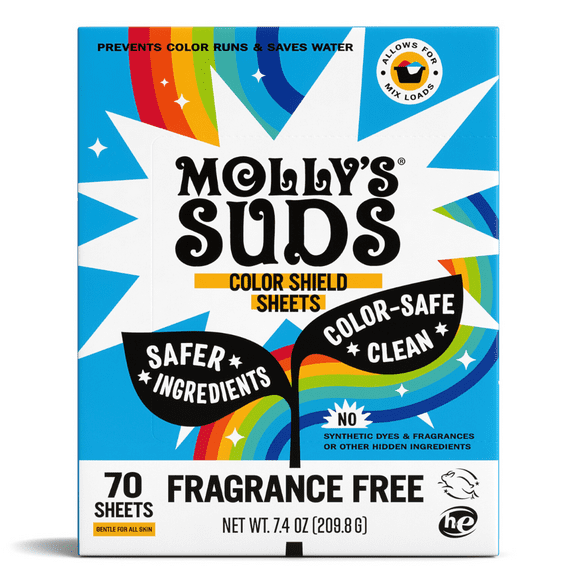 Molly’s Suds Color Shield Sheets for Laundry - Fragrance Free - Prevents Color Runs & Maintains Clothes Original Color - 70 Sheets