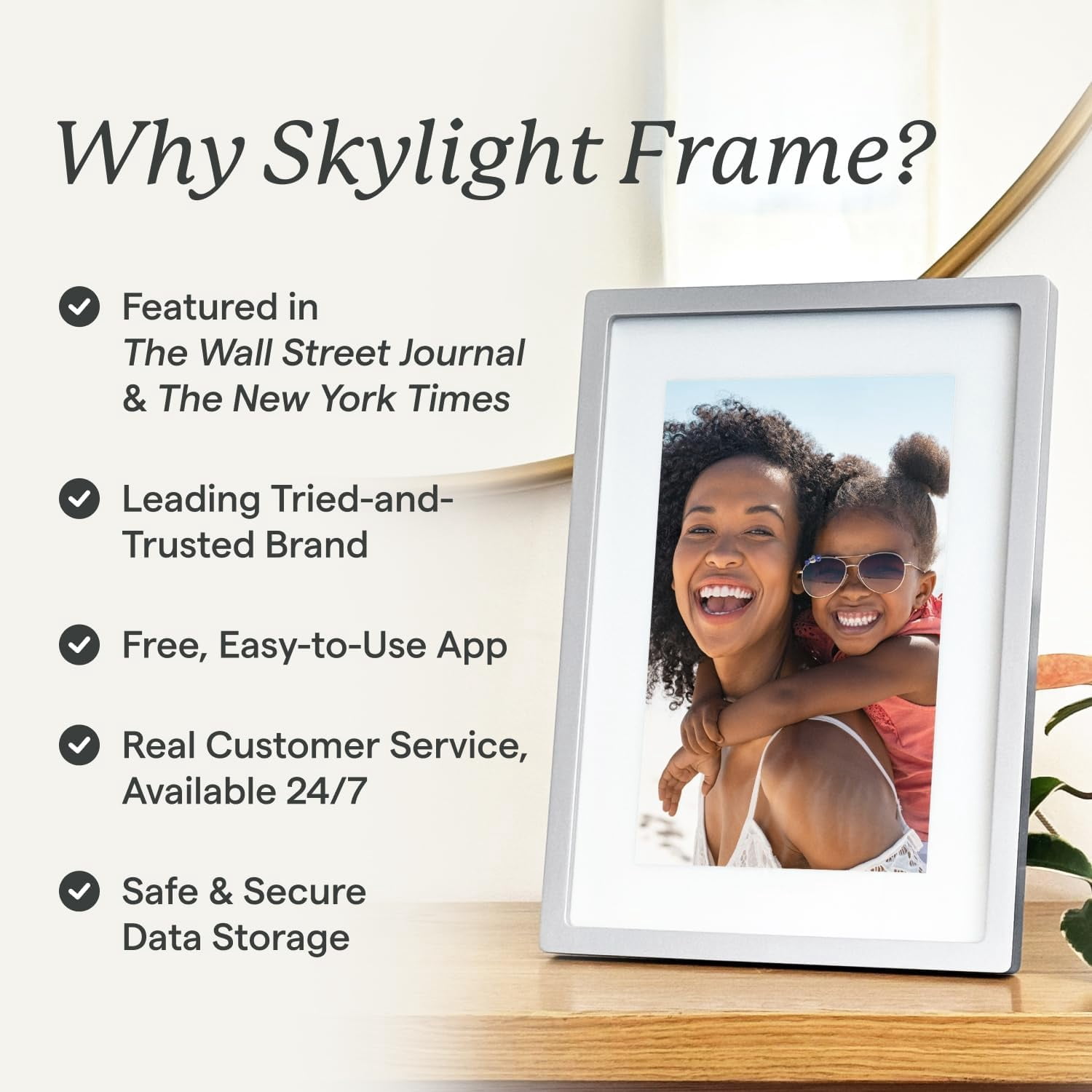 Skylight 10" Digital Picture Frame, 8GB WiFi Touchscreen Photo Frame with Email Sharing and Cloud Storage, Adjustable Orientation - Black