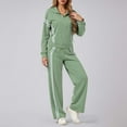 thumbnail image 2 of sususu Womens Sweatsuits 2 Piece Set,Fashion Clothing Two Piece Tracksuit Set Comfortable Zip Up Jacket And Wide Leg Jogger Pants With Contrast Stripes Design For Everyday Wear - Green, 2 of 8
