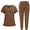 01-Brown, variant on Women Scrub Sets ​Classic Solid Scrub Top & Pants Combo - Quick-Dry Tech, Elastic Waistband, Ideal for Healthcare Pros Black S