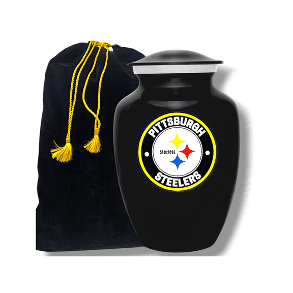 Pittsburgh Steeler Black Cremation Urn Box Funeral Urn Box Burial Urn For ash Box Keepsakes Urn Box Memorial Urn Loved Urn For Ashes