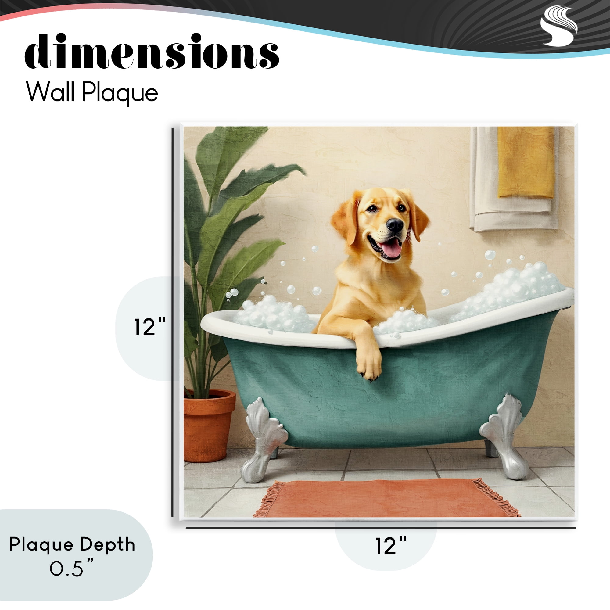 Stupell Industries Bubble Bath Labrador Dog Wall Plaque Art, design by Kim Allen