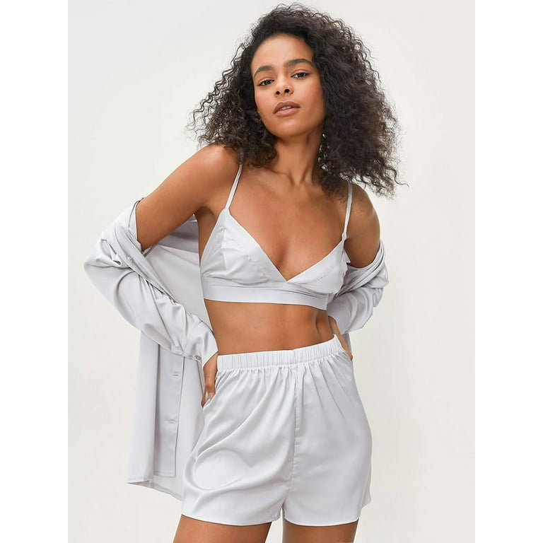 White satin cheap shorts