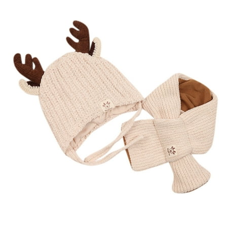 

Kids Caps Toddler Girls&Boys Baby Winter Crochet Knit Cartoon Hat Beanie Cap Scarf Set
