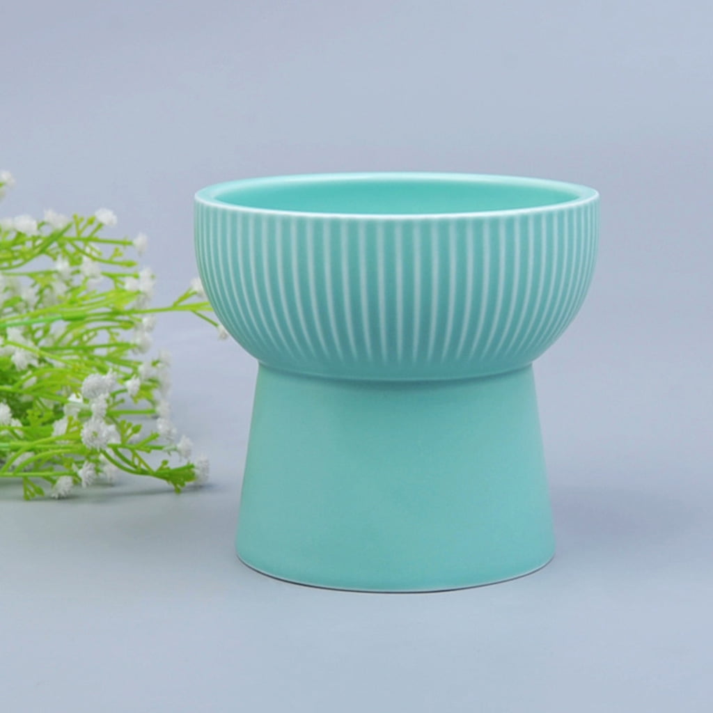 Ceramic Raised Elevated Bowl Pet Cats Dogs Food Water Dish Stress Porcelain Feeding Dispenser Container