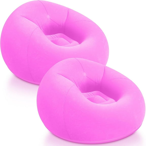 Inflatable Bean Bag Chairs Outdoor Blow up Camping Chairs Inflatable Lazy Sofa Folding Portable Bean Bag Loungers Couch for Movie Night(Pink,2 Pcs)