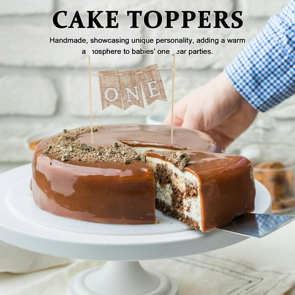 ELAYARD Happy 1st Birthday Banner Light Brown Cake Topper Versatile Fit Easy Use