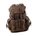 thumbnail image 2 of Mochila de lona resistente al desgaste para exteriores, mochila informal de gran capacidad para adultos, mochila de viaje para escalada de montaña Café de color oscuro, 2 of 8