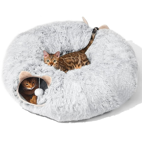 Cat Tunnel ZVBEK con cama para gatos de interior, color gris