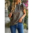 thumbnail image 6 of Purcoar Women's Floral Ruffled Short Sleeve Tops Round Neck Casual Blouses, 6 of 7