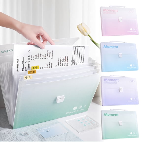 School Supplies Skegnu Gradient Handheld Organ Bag 13 In A4 Student High Appearance Large Capacity Multi Layered Test Paper Bag Storage Bag Folder