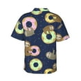 thumbnail image 3 of Picia Sloth with Donuts Gentle Cotton Regular Fit Short Sleeve Casual Hawaiian Shirt for Men-Large, 3 of 9