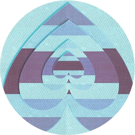 Ahgly Company Indoor Round Patterned Light Purple Blue Area Rugs, 4' Round