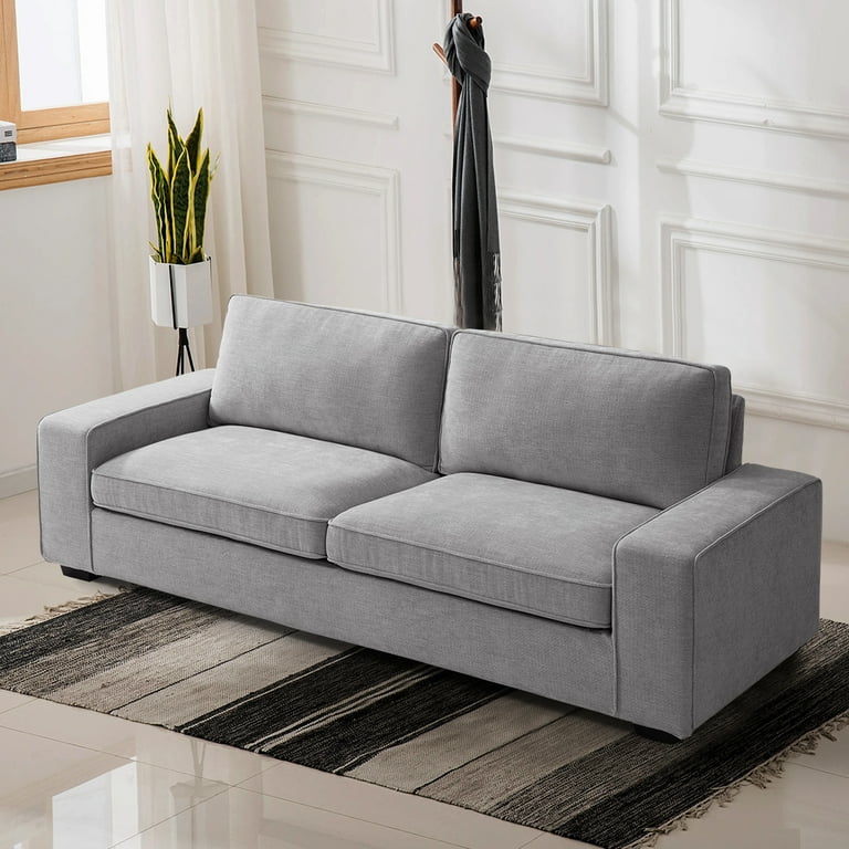 DNChuan Linen 3 Seat Sofa with Removable Back and Seat Cushions and 4  Pillows,Grey