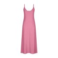 thumbnail image 5 of CFLVAEK Tank Dresses for Women Summer Casual V Neck Sleeveless Maxi Dress Loose Eyelet Vacation Beach Dress Solid Color Sundress 2025 Hot Pink S, 5 of 7