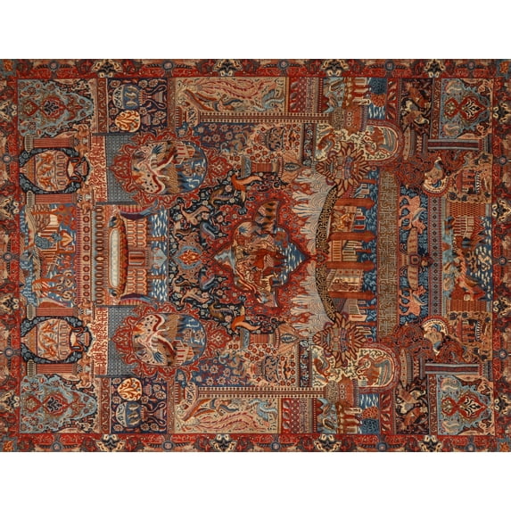 Ahgly Company Indoor Rectangle Traditional Saffron Red Animal Area Rugs, 8' x 12'