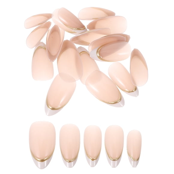 TABLZONE 1Set Clear Press on Almond Nail Tips Pink Full Coverage False Nails for Home Salon Use