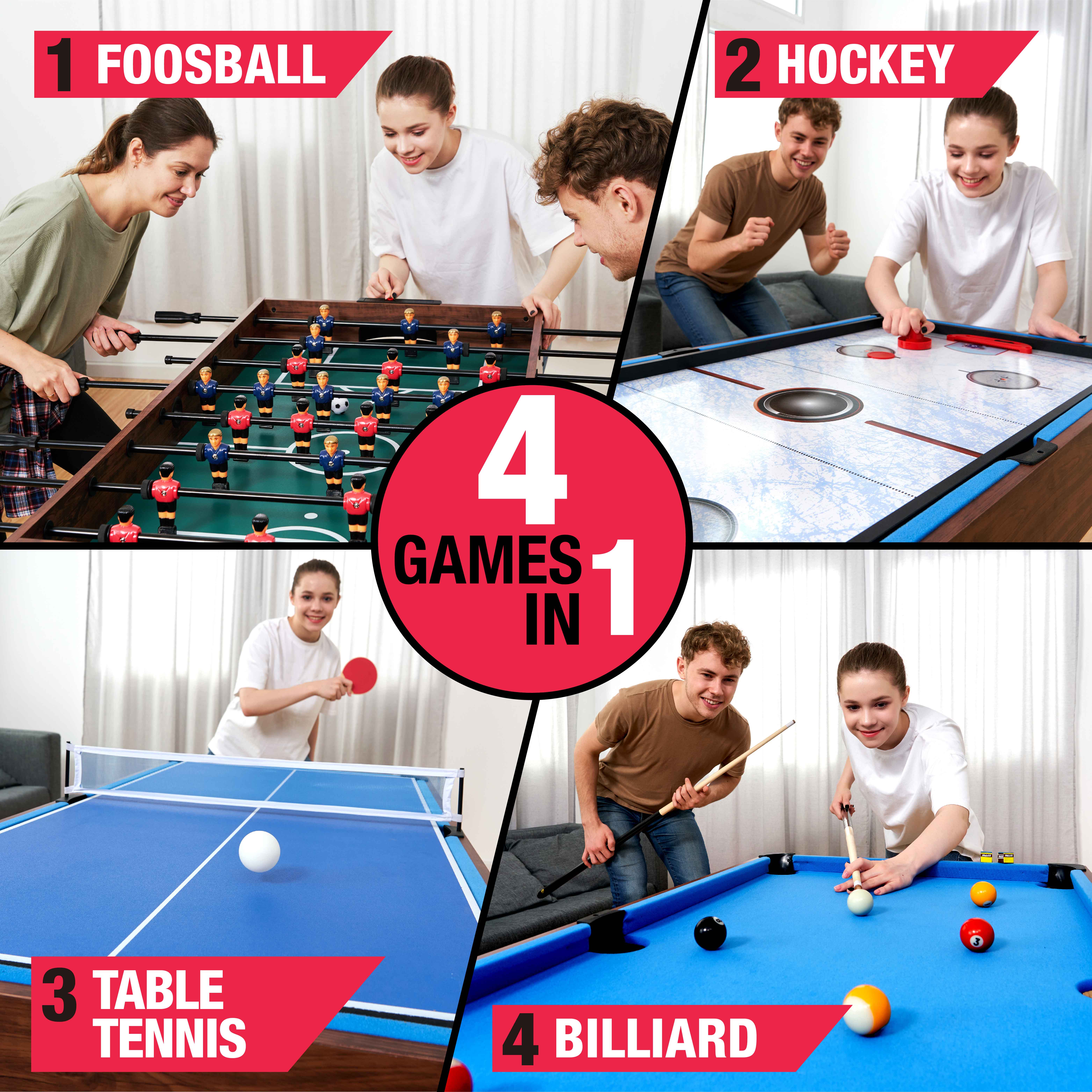 MD Sports 54" 4 in 1 Combo Game Table, Foosball, Hockey, Table Tennis, Billiards - image 5 of 13