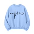 thumbnail image 2 of Girls Lightweight Sweatshirt Heart Printed Tops Valentines Casual Crewneck Pullover Long Sleeve Holiday Outfits (3-4 Years, Blue), 2 of 6