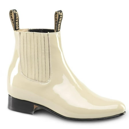 

Men s Bonanza Botines Charro Boots Patent Leather Handcrafted Bone