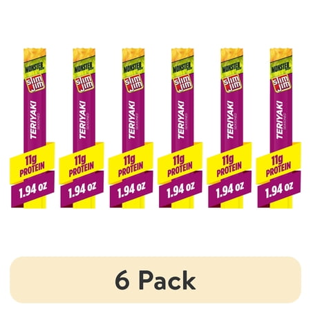 (6 pack) Slim Jim Monster Smoked Meat Sticks, Tabasco Flavor, 11g Protein Per Stick, 1.94 oz.