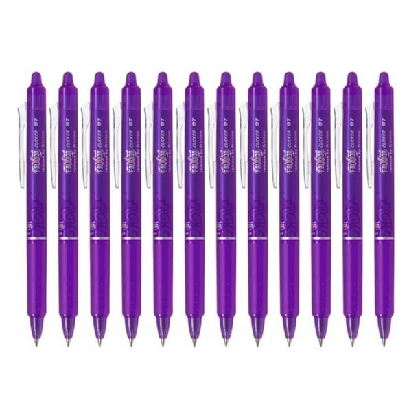 Pilot FriXion Ball Clicker Retractable Erasable Gel Pen, Fine Point, 0.7mm, Purple Ink, 12 Count