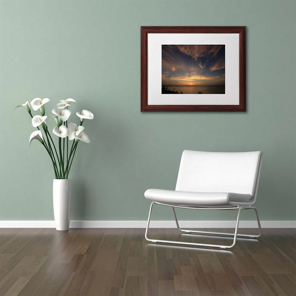 Trademark Fine Art "Another Amazing Sunset on Lake Erie" Canvas Art by Kurt Shaffer White Matte, Wood Frame