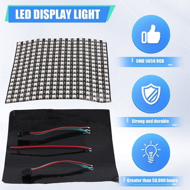 WS2812 RGB LED Matrix Panel Individually Addressable Flexible for Video Display, DC5V (16x16)