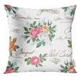 thumbnail image 1 of BSDHOME Paris Floral Pattern with Words Flower Elegance Roses on Shabby Chic Hand Write Vintage Pillow Case 18x18 Inches Pillowcase, 1 of 1