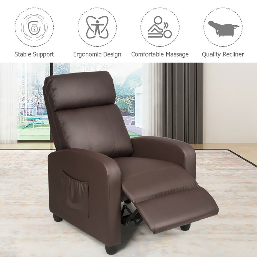 Finihen Massage Recliner Chair, Recliner Sofa Wingback Chair with Massage Function, for Living Room, Bedroom, Brown Finihen Massage Recliner Chair, Recliner Sofa Wingback Chair with Massage Function, for Living Room, Bedroom, Brown
